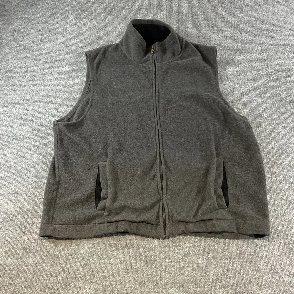 St John's Bay XL Fleece Vest Brown Full Zip Sleeveless Jacket Mens Outdoor Casua
